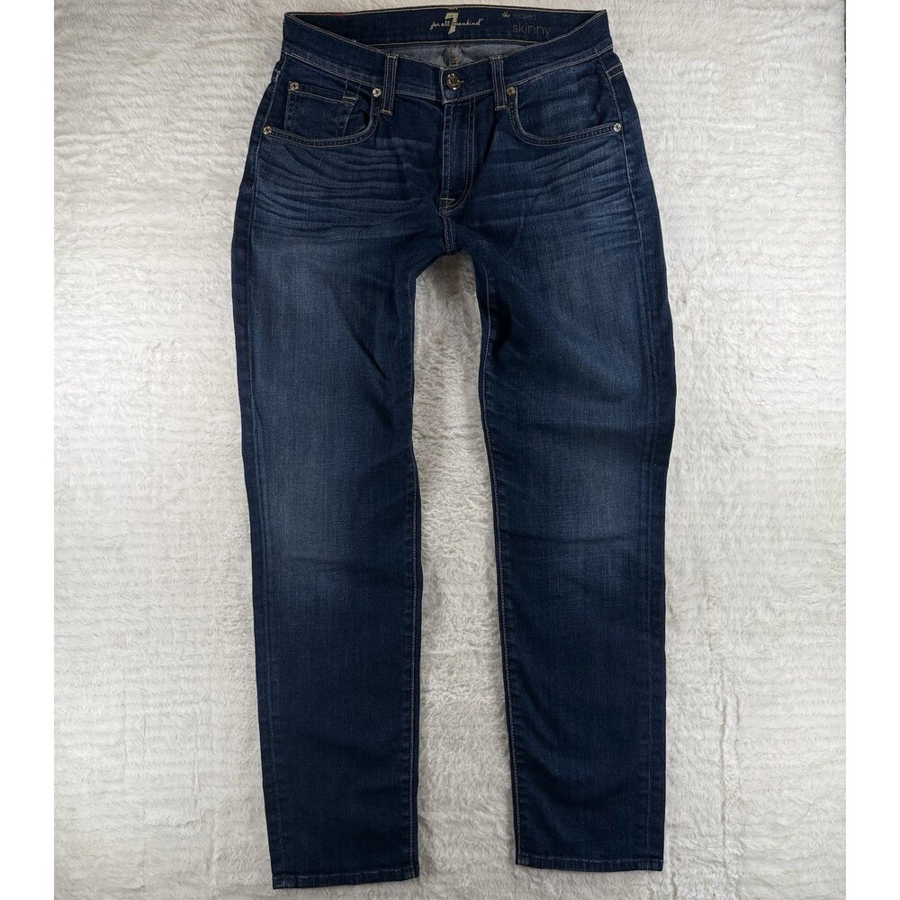 7 For All Mankind Jeans SZ 26 Medium Wash Stretch Denim Relaxed Skinny Straight